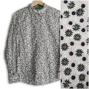 UNITED COLORS OF BENETTON Ditsy Floral Button Down Shirt Lilac & Black Sz XS